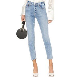 Grlfrnd Karolina Jeans in On The Run Blue Hidden Button Fly Women’s Size 27